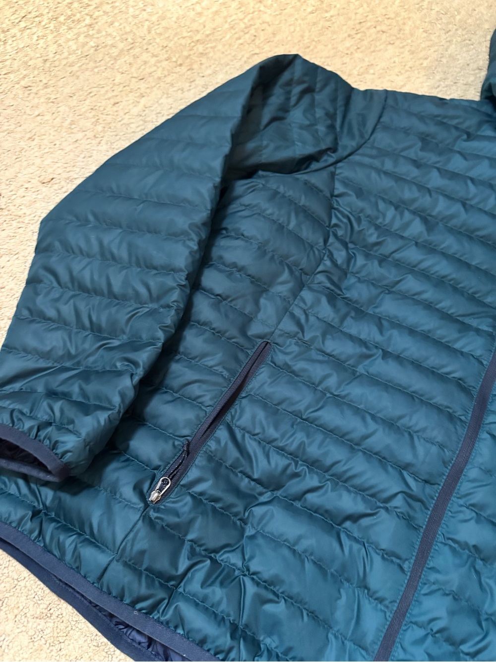 Eddie Bauer Women’s 2XL EB650 Down Hoodie Puffer Jacket Teal Blue-Green Packable - Picture 4 of 11